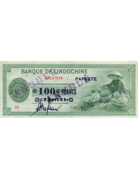 Tahiti 100 Francs - ND (1943) - Annulé - P.17 100 francs 1943
