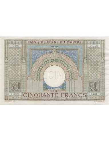 Maroc 50 Francs - ND (1936) - Specimen - P.21 50 francs 1936