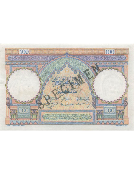 Maroc 100 Francs - 10-11-1948 - Specimen - P.45 100 francs 1948
