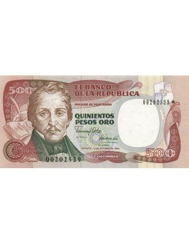 Colombie 500 Pesos Oro - 1990 - Remplacement - P.431 500 pesos oro 1990