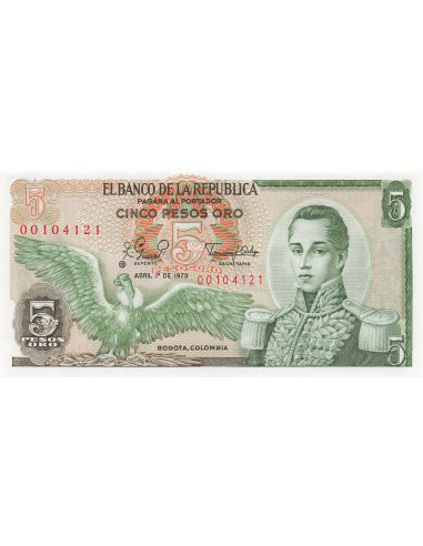 Colombie 5 Pesos Oro - 1979 - Remplacement - P.406 5 pesos oro 1979