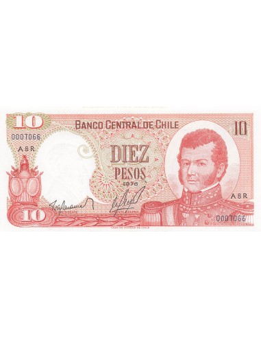 Chili 10 Pesos - 1976 - Remplacement - P.150b 10 pesos 1976