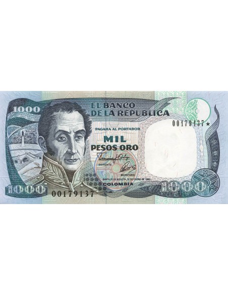 Colombie 1000 Pesos Oro - 1992 - Remplacement - P.432A 1000 pesos oro 1992