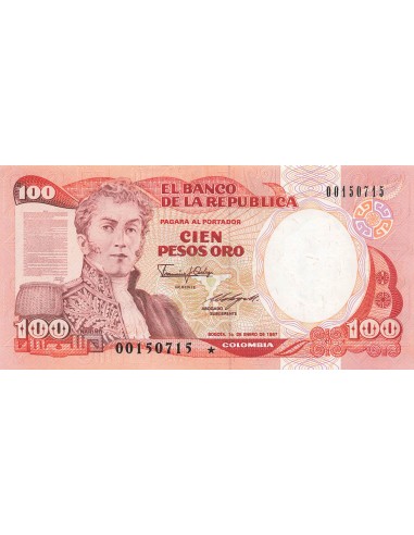 Colombie 100 Pesos Oro - 1987 - Remplacement - P.426 100 pesos oro 1987