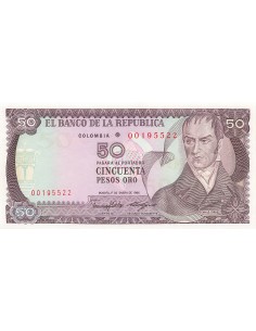 Colombie 50 Pesos Oro - 1986 - Remplacement - P.425 50 pesos oro 1986