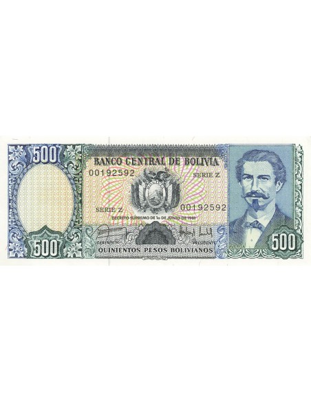 Bolivie 500 Pesos Bolivianos - 1981 - Remplacement - P.165 500 pesos bolivianos 1981