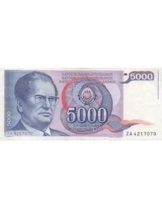 Yougoslavie 5000 Dinara - 1985 - Remplacement - P.93 5000 dinara 1985