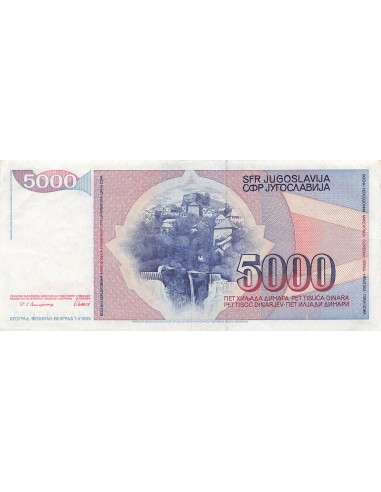 Yougoslavie 5000 Dinara - 1985 - Remplacement - P.93 5000 dinara 1985