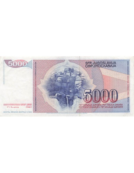 Yougoslavie 5000 Dinara - 1985 - Remplacement - P.93 5000 dinara 1985
