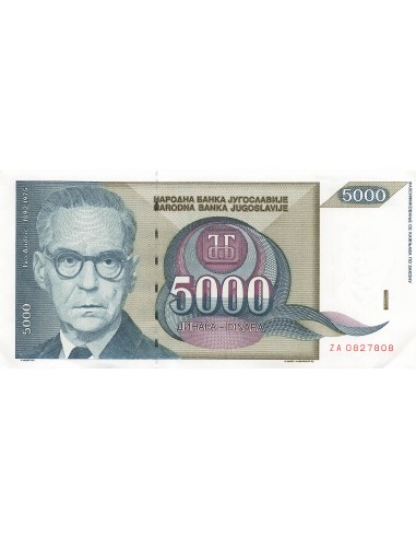 Yougoslavie 5000 Dinara - 1992 - Remplacement - P.115 5000 dinara 1992