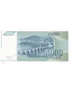 Yougoslavie 5000 Dinara - 1992 - Remplacement - P.115 5000 dinara 1992 2