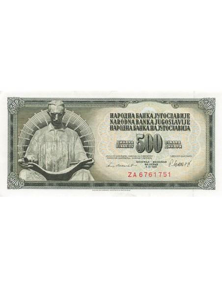 Yougoslavie 500 Dinara - 1981 - Remplacement - P.91b 500 dinara 1981
