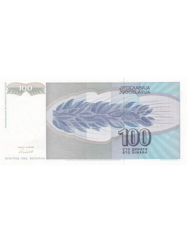 Yougoslavie 100 Dinara - 1992 - Remplacement - P.112 100 dinara 1992