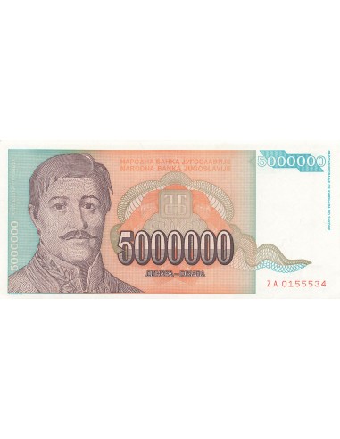 Yougoslavie 5000000 Dinara - 1993 - Remplacement - P.132 5000000 dinara 1993