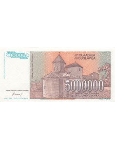 Yougoslavie 5000000 Dinara - 1993 - Remplacement - P.132 5000000 dinara 1993 2