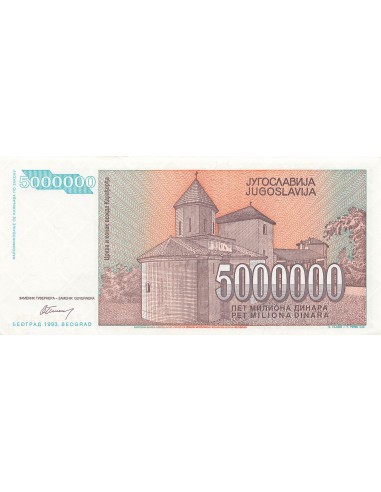 Yougoslavie 5000000 Dinara - 1993 - Remplacement - P.132 5000000 dinara 1993