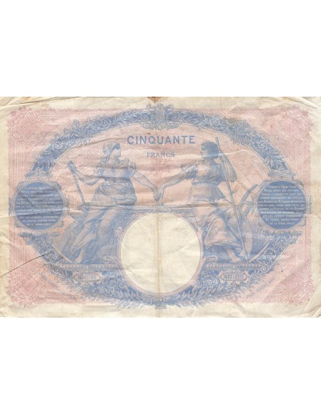 50 Francs Bleu et Rose - 05-01-1915 - Série H.5808 50 francs 1915