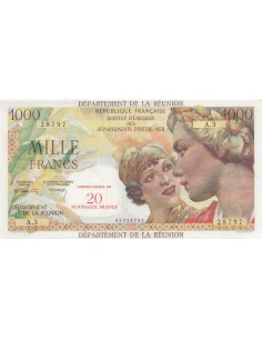 Réunion 20 NF sur 1000 Francs - ND (1971) - Surcharge - P.55b 20 nf 1971
