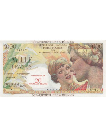 Réunion 20 NF sur 1000 Francs - ND (1971) - Surcharge - P.55b 20 nf 1971
