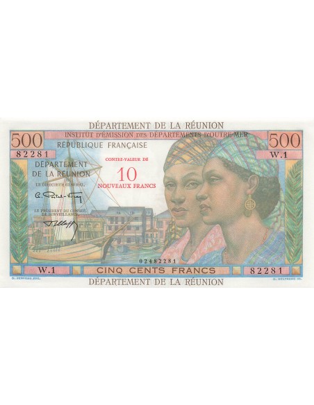 Réunion 10 NF sur 500 Francs - ND (1971) - Surcharge - P.54b 10 nf 1971