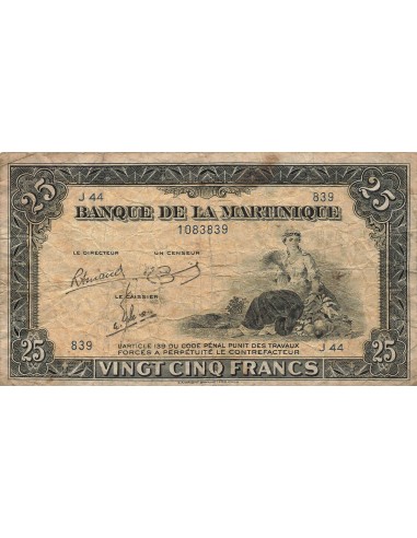 Martinique 25 Francs - ND (1943-1945) - P.17 25 francs 1943