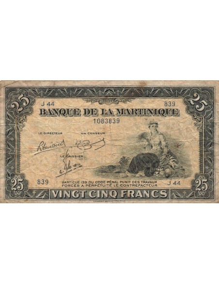 Martinique 25 Francs - ND (1943-1945) - P.17 25 francs 1943