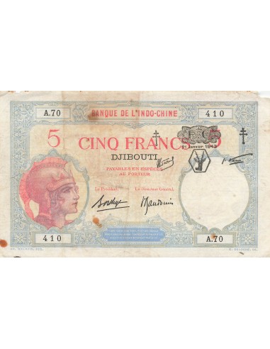 Djibouti 5 Francs - ND (1943) - P.11 5 francs 1943