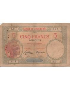 Djibouti 5 Francs - ND (1928-1938) - P.6 5 francs 1928