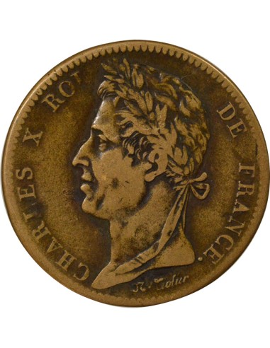 Charles X - 10 Centimes - 1827 H La Rochelle 10 centimes Bronze 1827 H La Rochelle