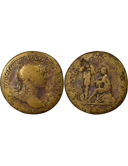Rome Empire Trajan Victoire sur les Daces 1 sesterce Laiton 105 R Rome