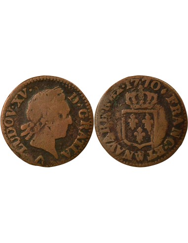 Louis XV A la Vieille Tête 1 liard Cuivre 1770 W Lille