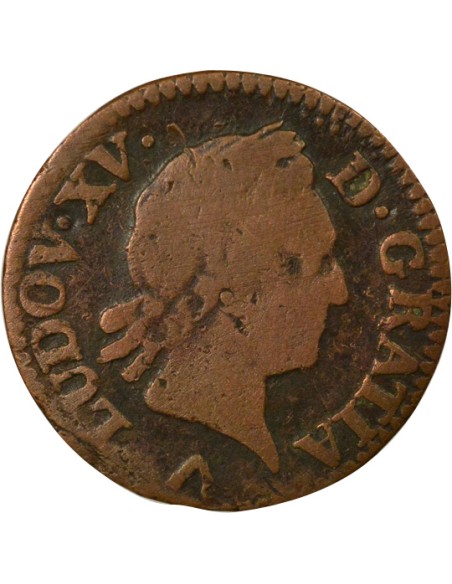 Louis XV A la Vieille Tête 1 liard Cuivre 1770 W Lille