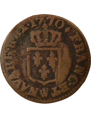 Louis XV A la Vieille Tête 1 liard Cuivre 1770 W Lille