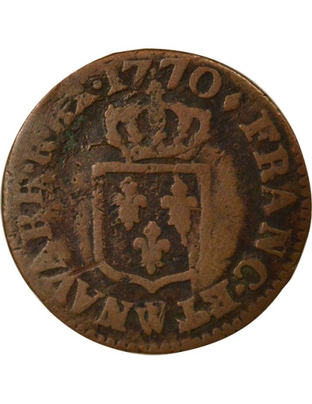 Louis XV A la Vieille Tête 1 liard Cuivre 1770 W Lille