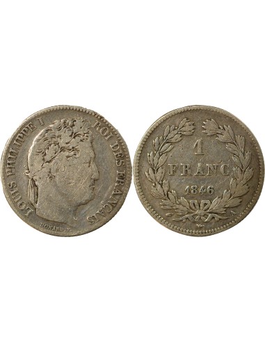 Louis-Philippe Ier Tête Laurée 1 franc Argent 1846 A - Paris