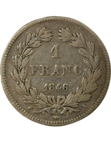 Louis-Philippe Ier Tête Laurée 1 franc Argent 1846 A - Paris