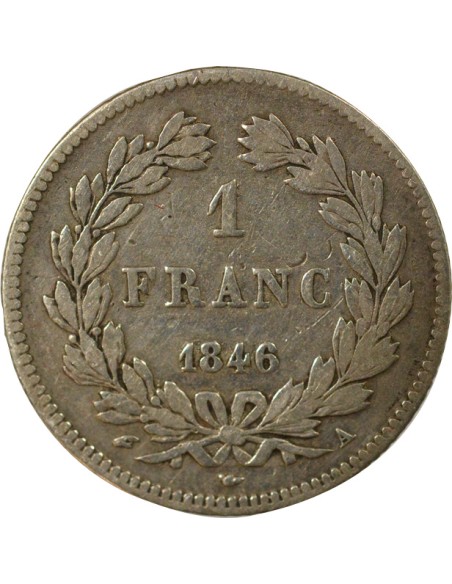 Louis-Philippe Ier Tête Laurée 1 franc Argent 1846 A - Paris