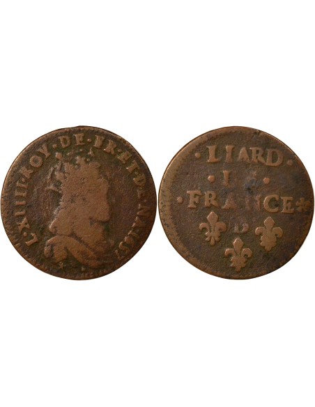 Louis XIV 2e Type 1 liard Cuivre 1657 Acquigny
