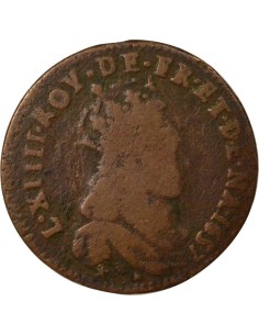 Louis XIV 2e Type 1 liard Cuivre 1657 Acquigny 2