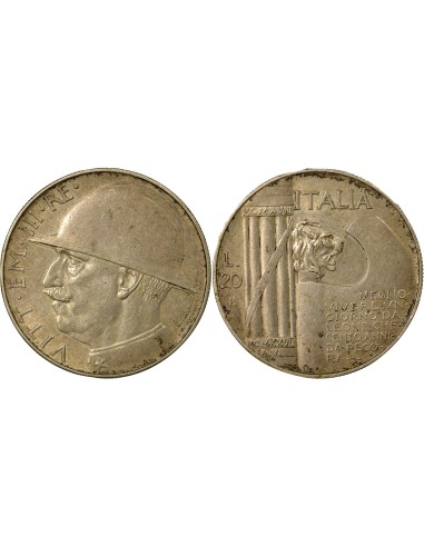 Italie Victor Emanuele III Cappellone 20 lire Argent 1928 R Rome