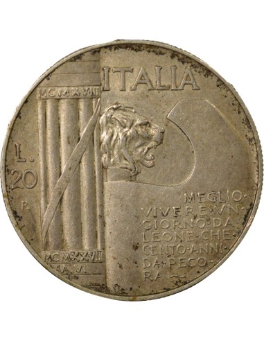 Italie Victor Emanuele III Cappellone 20 lire Argent 1928 R Rome