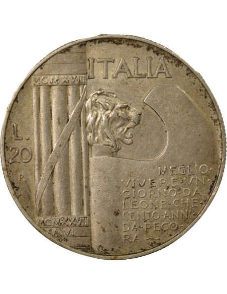 Italie Victor Emanuele III Cappellone 20 lire Argent 1928 R Rome