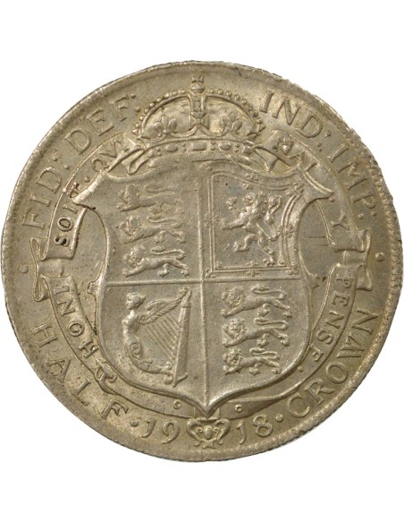 Empereur des Indes George V - 1/2 Couronne Argent - 1918 Londres 1/2 crown Argent 1918 Londres