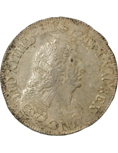 Louis XIV Aux Palmes 1 ecu Argent 1696 G Poitiers 2