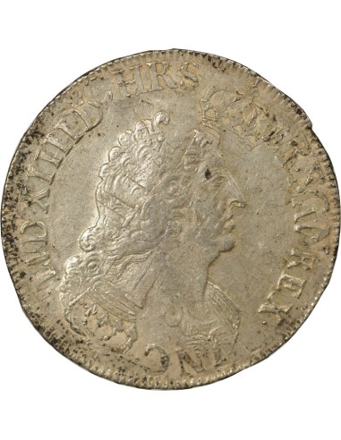 Louis XIV Aux Palmes 1 ecu Argent 1696 G Poitiers