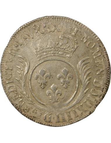 Louis XIV Aux Palmes 1 ecu Argent 1696 G Poitiers