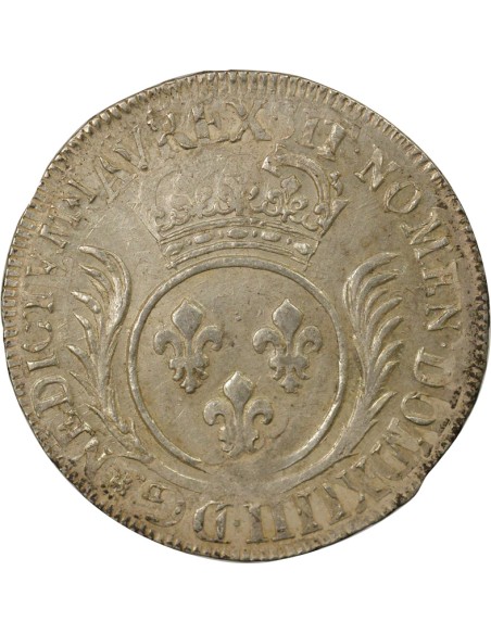 Louis XIV Aux Palmes 1 ecu Argent 1696 G Poitiers