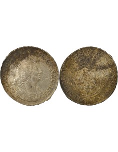 Louis XIV aux Palmes 1 ecu Argent 1695 H La Rochelle