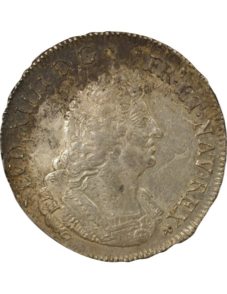 Louis XIV aux Palmes 1 ecu Argent 1695 H La Rochelle