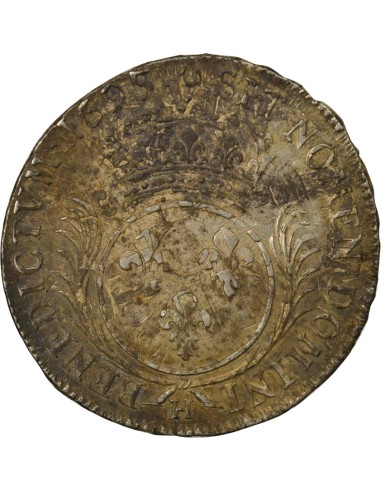Louis XIV aux Palmes 1 ecu Argent 1695 H La Rochelle
